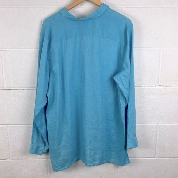 J.Jill women’s love linen essential island blue button up blouse XL NWT - Picture 5 of 5